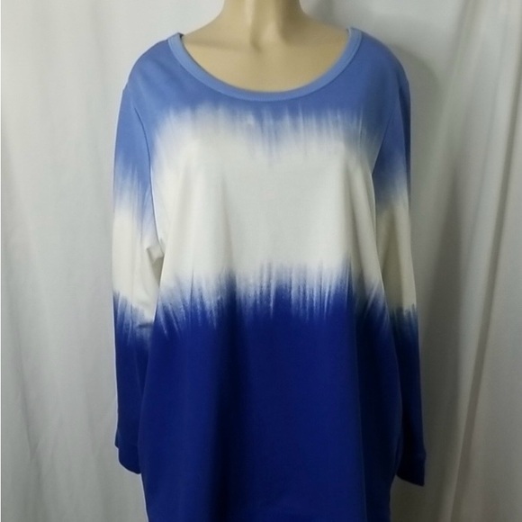 WOMEN  WITHIN Tops - Woman Within Ombré Sweatshirt